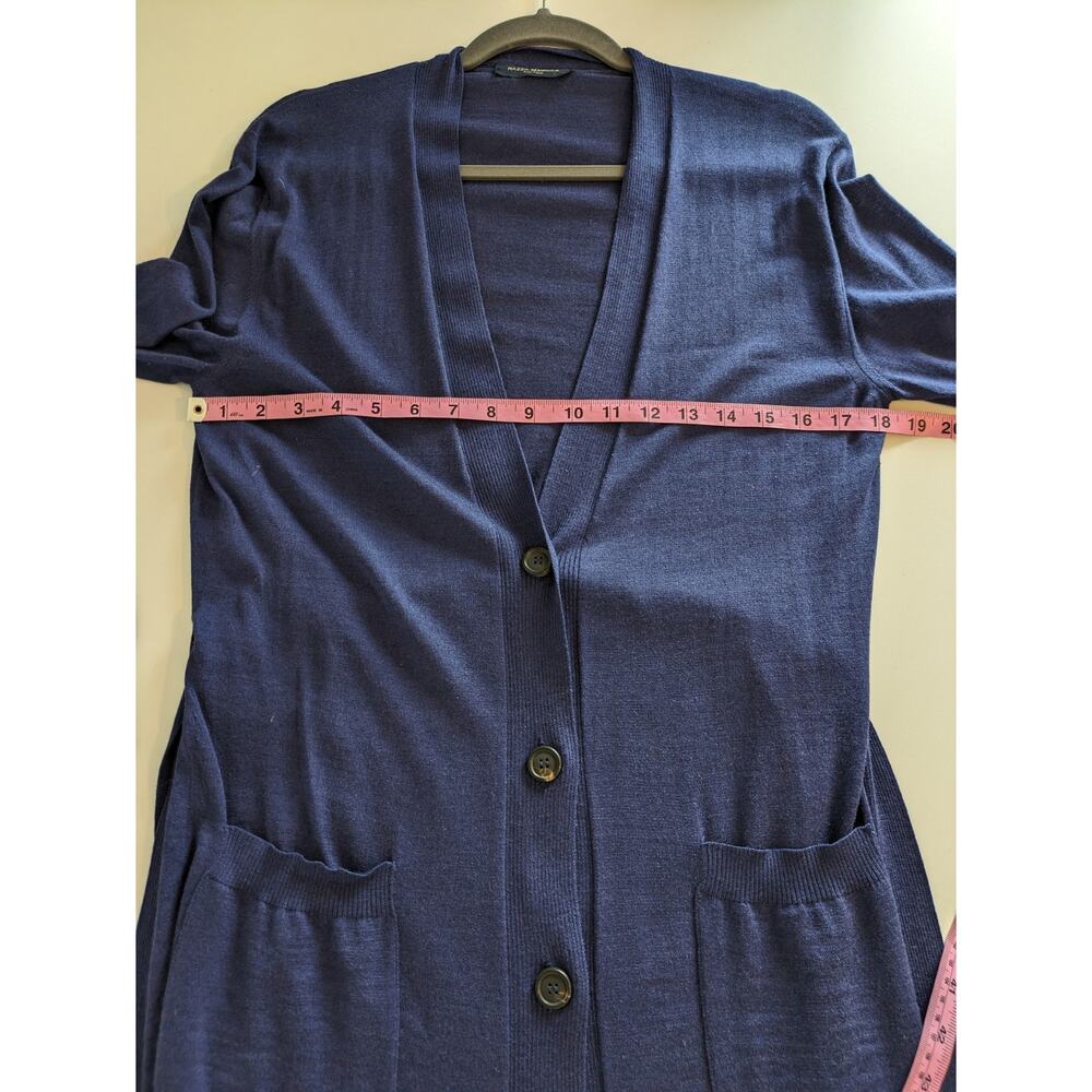 Piazza Sempione Cardigan Sweater Wool Silk Long Knit Fall Winter Blue Size S - Picture 10 of 11